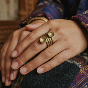 Dual Cup Brass Ring – Handcrafted Statement Ring .
