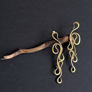 Vine trail brass earring