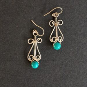 Grillwork Turquoise 925 Silver Earring