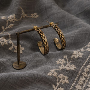 Braided Brass hoop earring